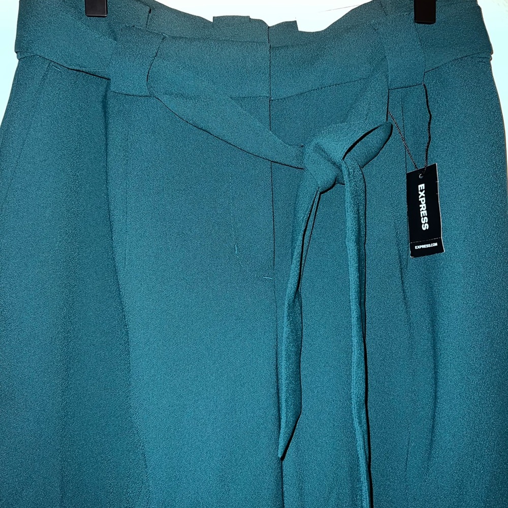 EXPRESS Pleated Ankle Trousers Pine Green